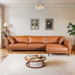 Cairo Cognac PU Leather Chaise Sofa Sectional 117" in a stylish living room setting.