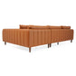 Cairo Cognac PU Leather Chaise Sofa Sectional 117" with vertical stitching and plush cushions in stylish design.