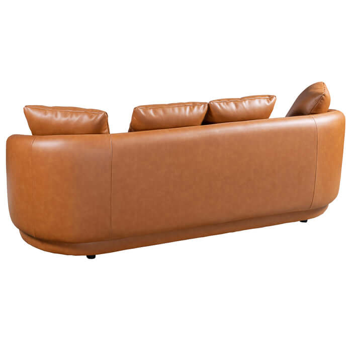 Dylan Modern Cognac PU Leather Sofa 85" – in room setting