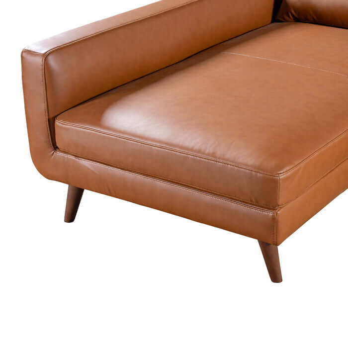 Garland MCM Faux Leather L Shaped Chaise Sofa close-up, showcasing premium faux leather upholstery and stylish design.