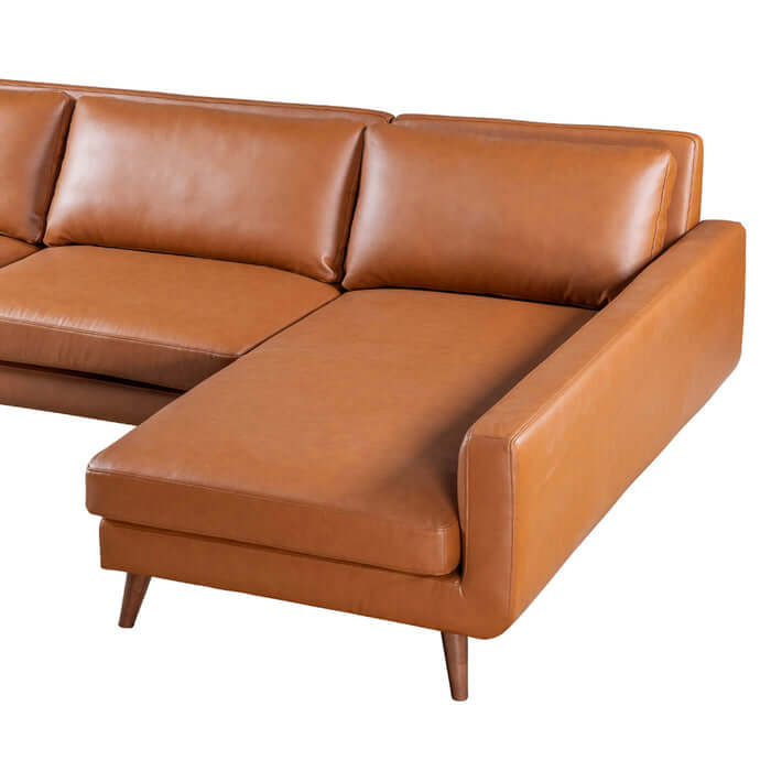 Garland MCM Faux Leather L Shaped Chaise Sofa Sectional 111" with sleek design and ergonomic support.