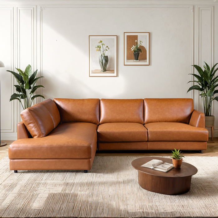 Glander Leather Sectional Chaise Sofa