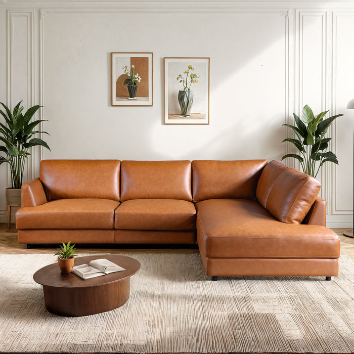Glander Leather Sectional Chaise Sofa
