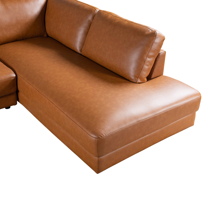 Glander Leather Sectional Chaise Sofa