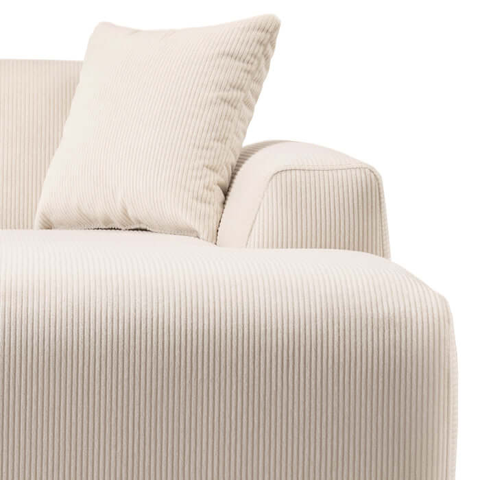 Mar Corduroy U-Shape Dual Chaise Sectional Sofa 149" – Modern Cream Oversized Sectional Sofa close-up.