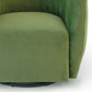 Close-up of the Renee Swivel Lounge Chair in soft green velvet showcasing its elegant barrel design.