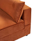 Close-up of the Uptown Burnt Orange Velvet Modular Sofa Sectional showing its luxurious fabric and comfortable cushion.