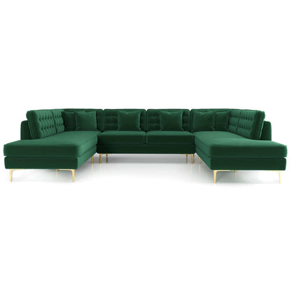 Brooke MCM Velvet U-Shape Dual Chaise Sectional Sofa 131"