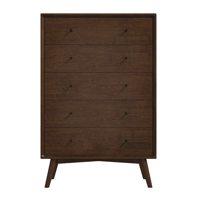 Caroline MCM Solid Wood Bedroom Storage Dresser in Walnut – in room setting