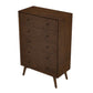Cómoda Mid-Century moderna de madera maciza con 6 cajones 'Caroline' en nogal 