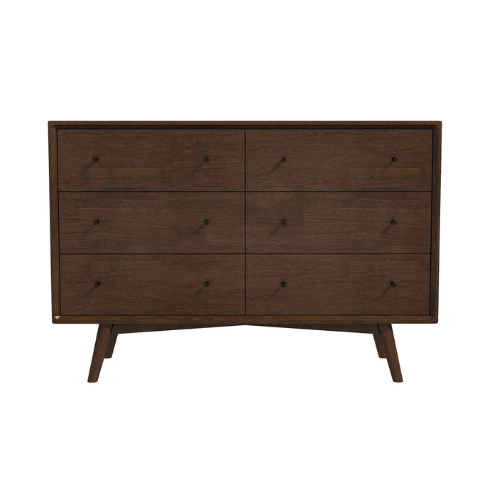 Caroline MCM Solid Wood Bedroom Storage Dresser in Walnut – in room setting