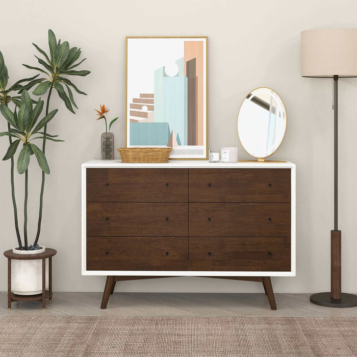Caroline MCM Solid Wood Bedroom Storage Dresser – in room setting