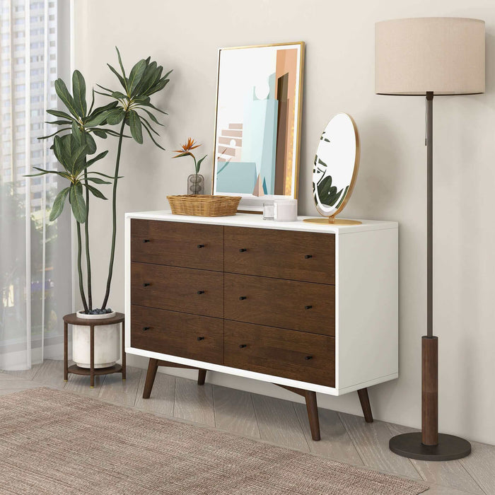 Caroline MCM Solid Wood Bedroom Storage Dresser – in room setting