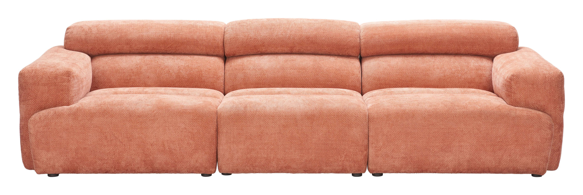 Alis Orange Modular Sofa 107" | Modern Polyester Sectional Sofa in vibrant orange, offering spacious seating and contemporary styling.