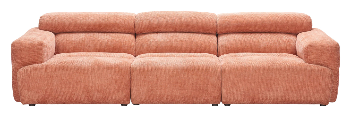Alis Orange Modular Sofa 107" | Modern Polyester Sectional Sofa in vibrant orange, offering spacious seating and contemporary styling.