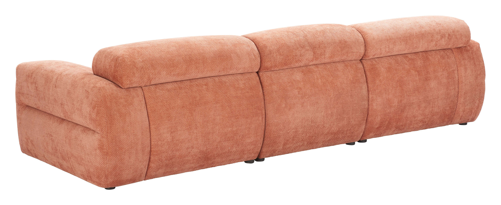 Alis Orange Modular Sofa 107" | Modern Polyester Sectional Sofa showcasing a sleek back view with soft orange upholstery.