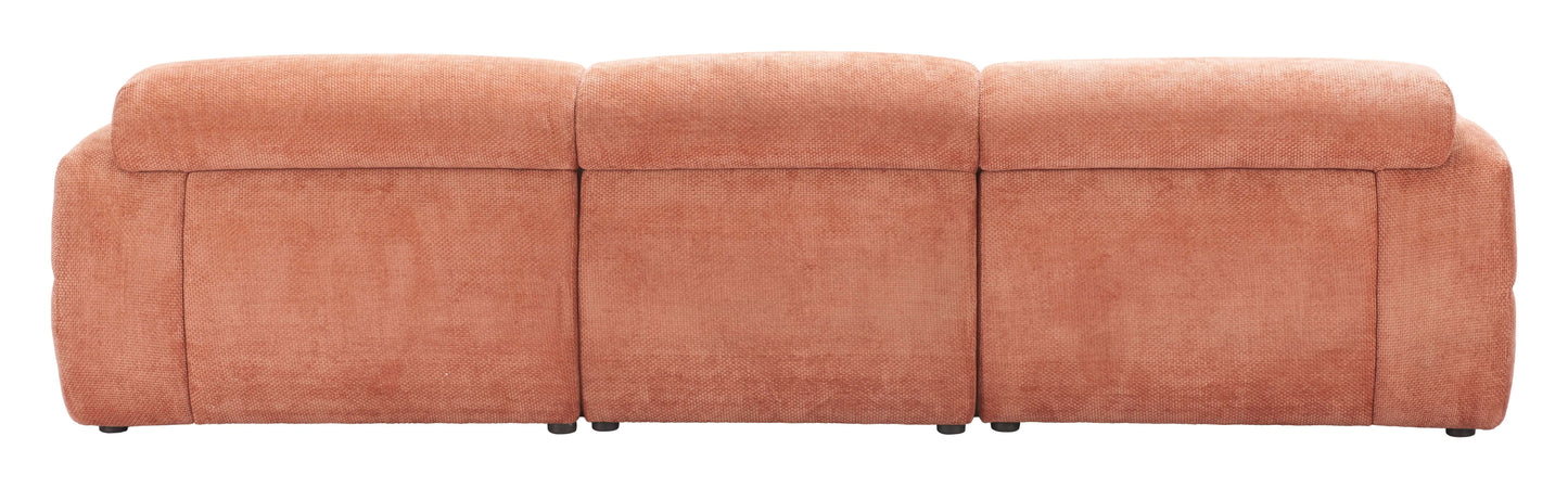 Alis Orange Modular Sofa 107" | Modern Polyester Sectional Sofa side view showcasing its sleek, modern design.
