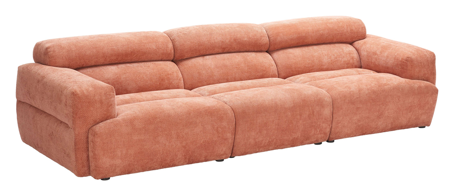 Alis Orange Modular Sofa 107" | Modern Polyester Sectional Sofa in vibrant orange, offering oversized comfort and contemporary style.