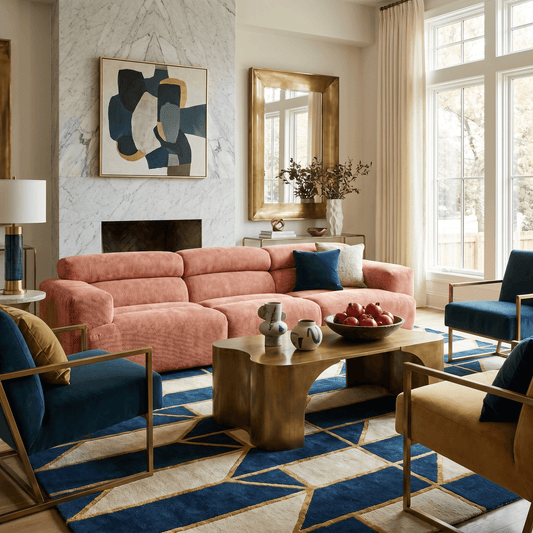Alis Orange Modular Sofa 107" | Modern Polyester Sectional Sofa in a stylish living room interior.