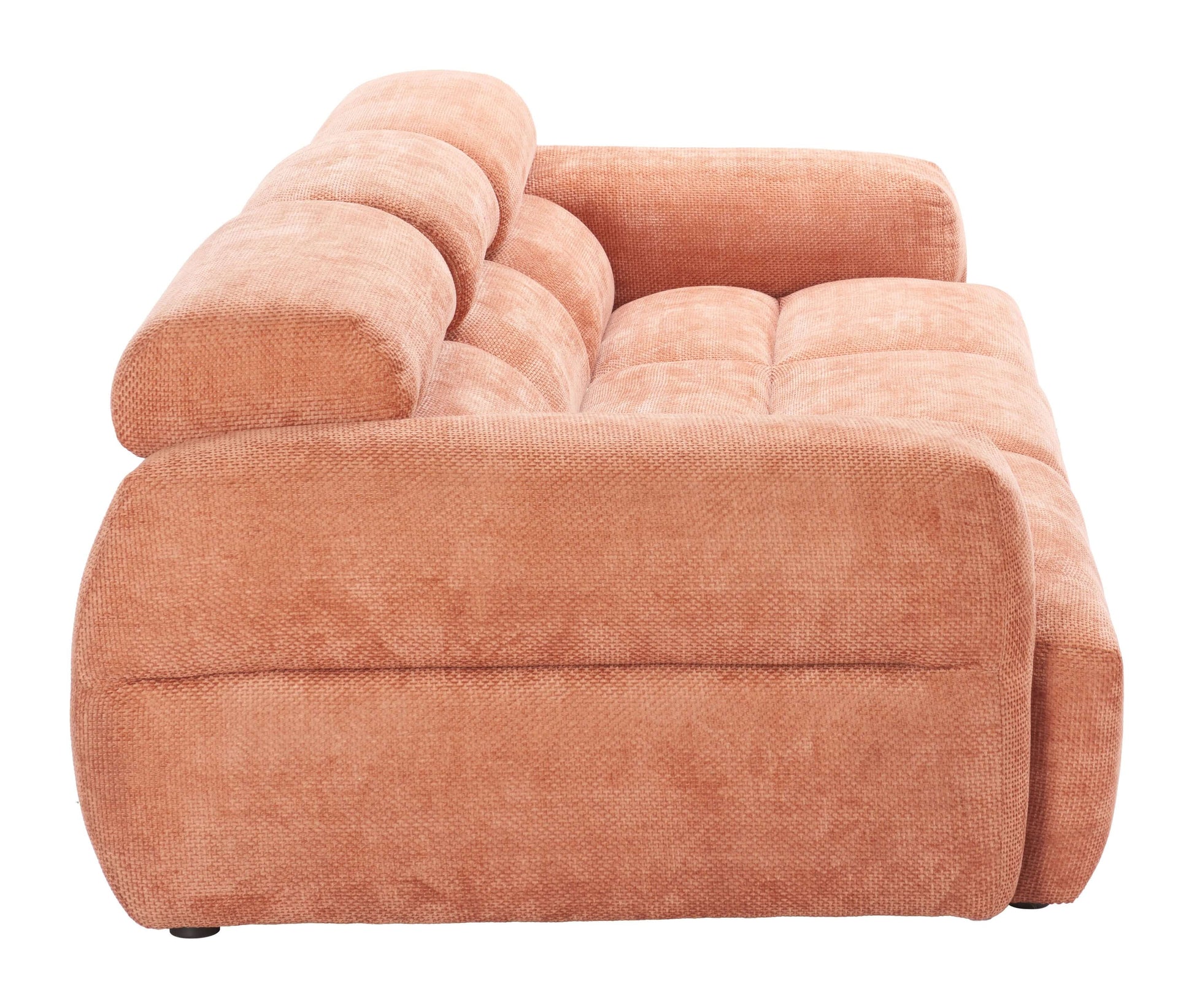 Alis Orange Modular Sofa 107" | Modern Polyester Sectional Sofa side view with plush upholstery and sleek design.