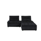 Anna Black Velvet 3-Piece Modular Sectional Sofa Ottoman Set – 80" Modular Set