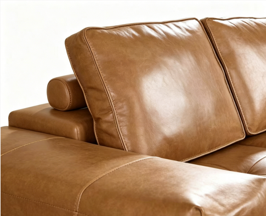 Isolde Brown Faux Leather Modular Sectional Sofa – Right Chaise – view 4