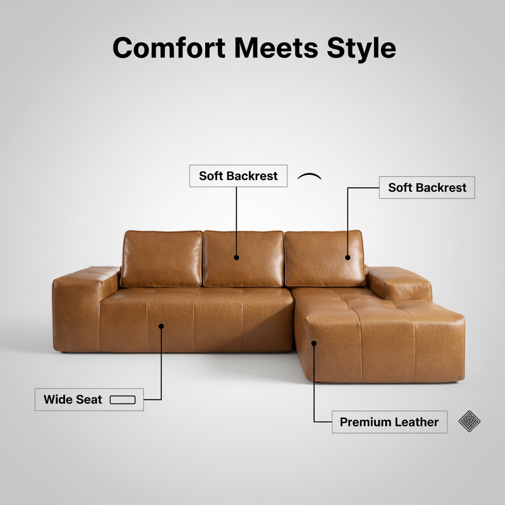 Isolde Brown Faux Leather Modular Sectional Sofa – Right Chaise – view 7