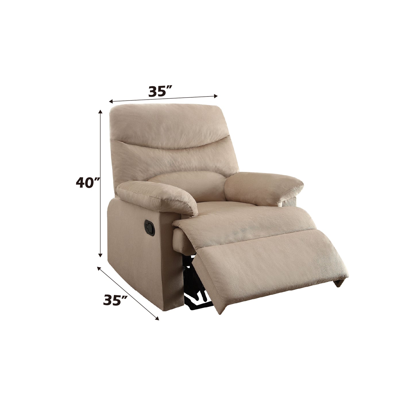 Arcadia Beige Fabric Recliner – 35"W Recliner – view 3