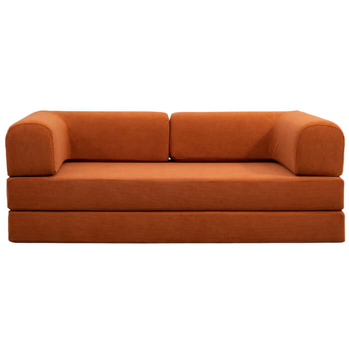 Estelle Modern Orange Corduroy Convertible Sofa Daybed 78", stylish and functional furniture for home.