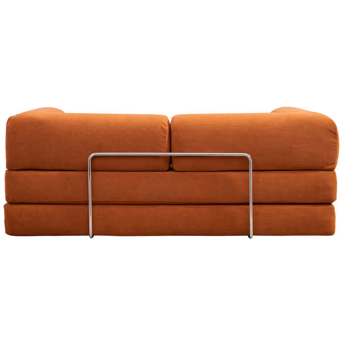 Estelle Modern Orange Corduroy Convertible Sofa Daybed 78" showcasing a sleek design with a soft textured finish.