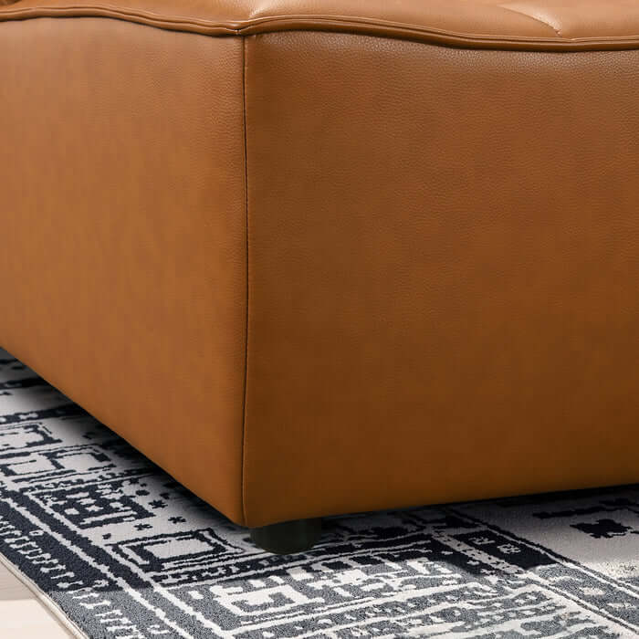 Selen MCM Vegan Leather Modular Corner Sofa Sectional with Ottoman 91" – close-up detail