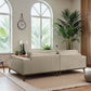Kerrville Beige Leather Right-Facing Chaise Longue Sofa Sectional in a bright, stylish living room.