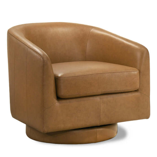 Danville Top-Grain Leather 360° Swivel Accent Chair showcasing sleek design and luxurious comfort.