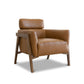 Kayson MCM Tan Leather Lounge Chair with modern design and sturdy wood frame, perfect for any living space.
