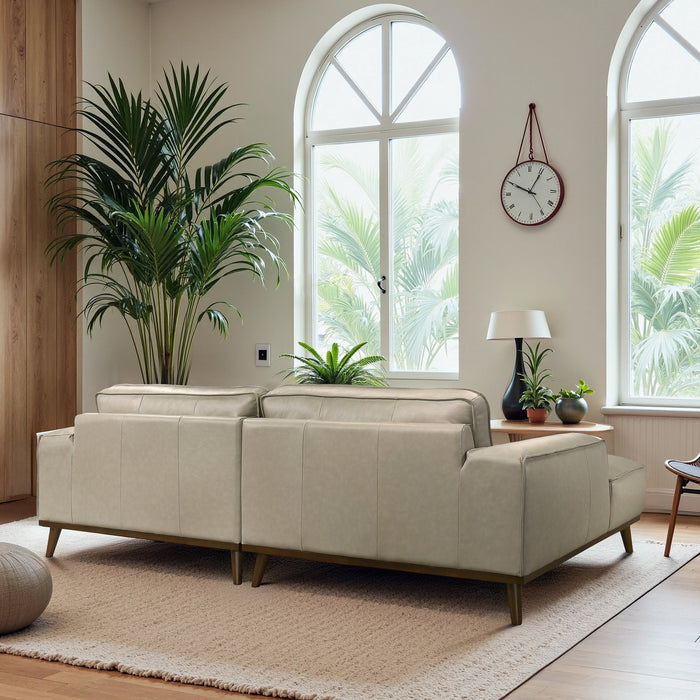 Kerrville Top-Grain Leather Chaise Sofa Sectional (2 Colors)