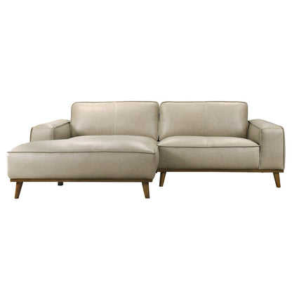 Top-Grain Leather Chaise Sofa Sectional (2 Colors) – Kerrville Mid-Century Modern Leather L-Shape Couch