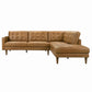 Lucco MCM Tufted Genuine Leather Chaise Sofa Sectional 99'