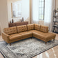 Lucco MCM Tufted Genuine Leather Chaise Sofa Sectional 99'