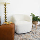 River Cream White Boucle Barrel Swivel Chair