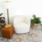 River Cream White Boucle Barrel Swivel Chair