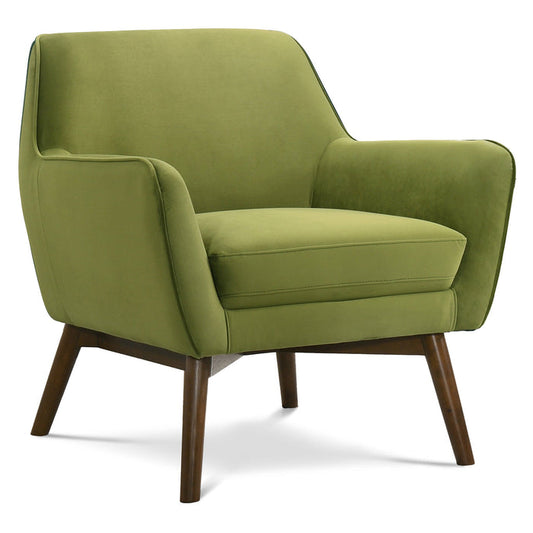 Panom MCM Lounge Chair – Boucle or Velvet Upholstered Accent Chair (Modern Mid-Century, Multi-Color Options) in green.