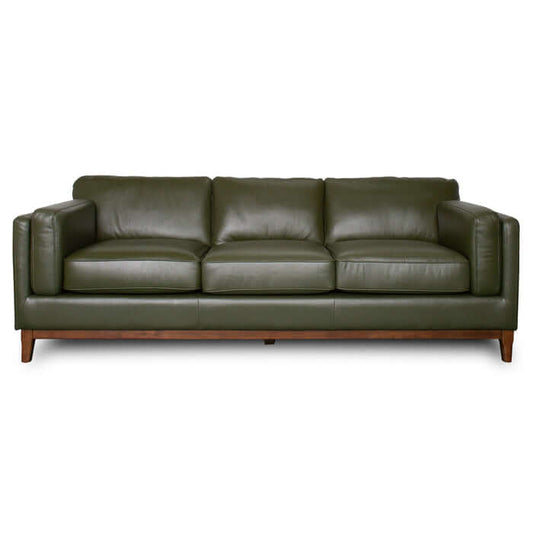 Raleigh MCM Dark Green Top Grain Leather Sofa 90W