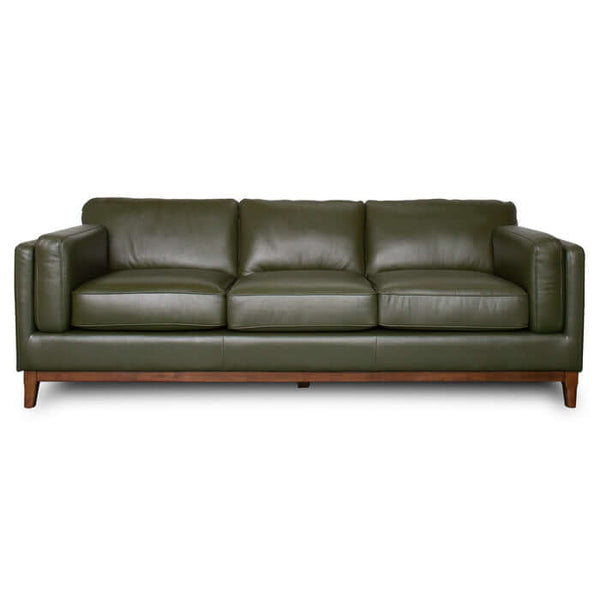 Raleigh MCM Dark Green Top Grain Leather Sofa 90W