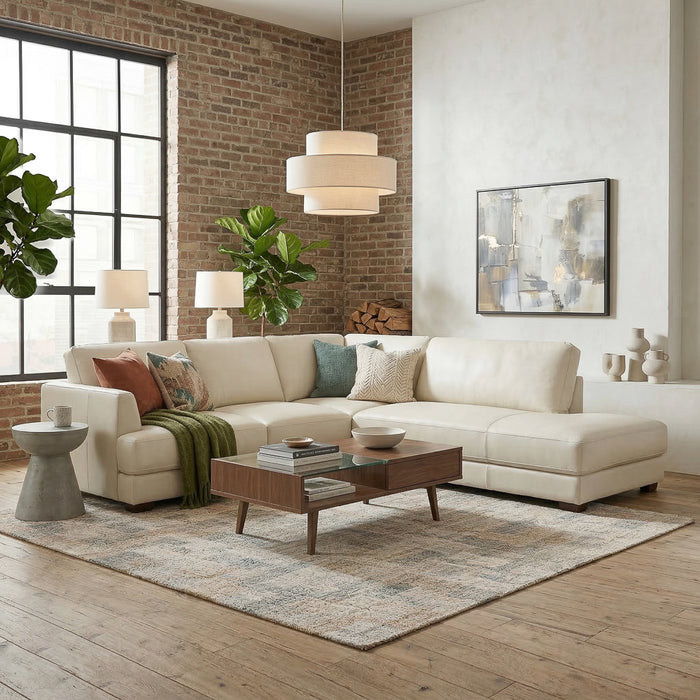 Glander Leather Sectional Chaise Sofa – 108” Modern L-Shaped Sofa (Top-Grain / PU Leather, Deep Seating)