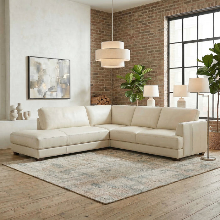 Glander Leather Sectional Chaise Sofa – 108” Modern L-Shaped Sofa (Top-Grain / PU Leather, Deep Seating)