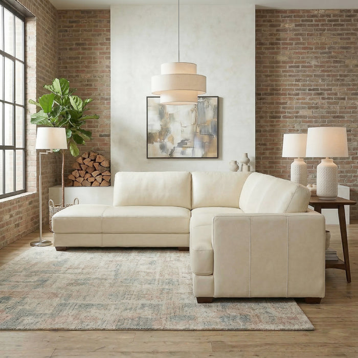 Glander Leather Sectional Chaise Sofa – 108” Modern L-Shaped Sofa (Top-Grain / PU Leather, Deep Seating)