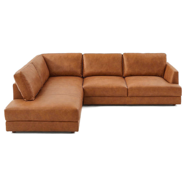 Glander Leather Sectional Chaise Sofa – 108” Modern L-Shaped Sofa (Top-Grain / PU Leather, Deep Seating)