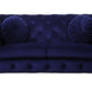 Atronia Luxe Deco Blue Velvet Sofa Loveseat 72" with tufted design and plush cushions in deep blue.