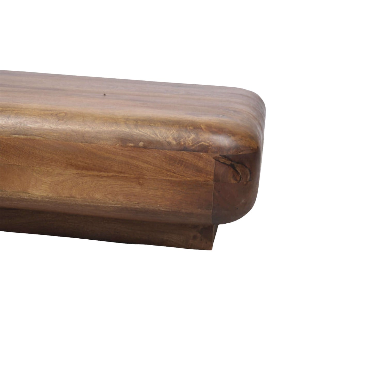 Aurelius Low Profile Round Edge Solid Wood Coffee Table (39") – Handcrafted Modern Coffee Table close-up of rounded edge.