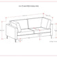 Ava MCM Performance Fabric Loveseat 76" – Modern Eco-Friendly Sofa (2 Colors) dimensions blueprint illustration.